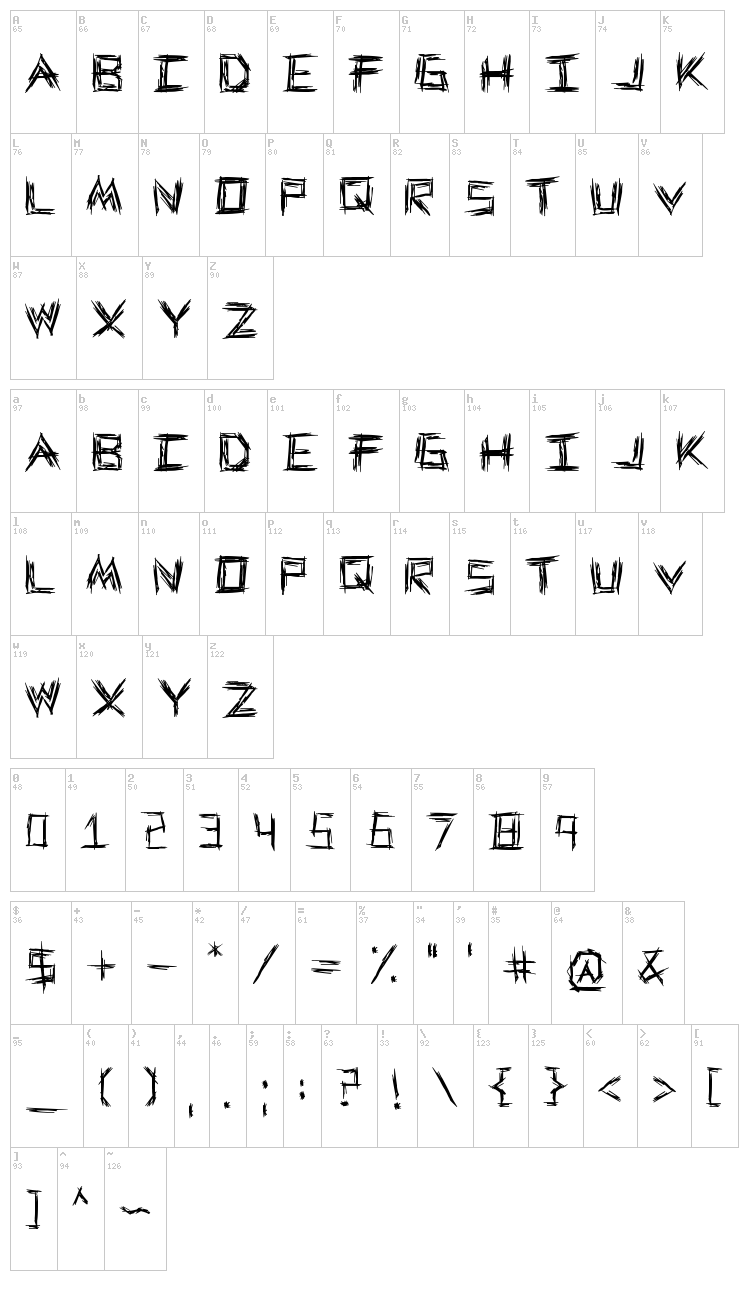 We Wrestle font map